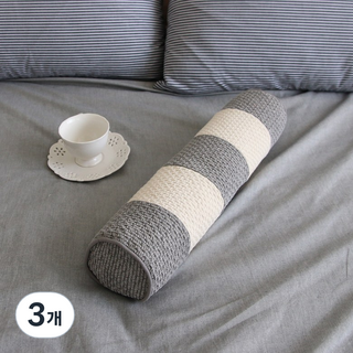 뽐에떼 브릭 원통 베개, 그레이 + 아이보리, 3개