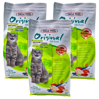 保羅叔叔 貓飼料 幼貓, 雞肉 + 鮭魚, 2kg, 3袋