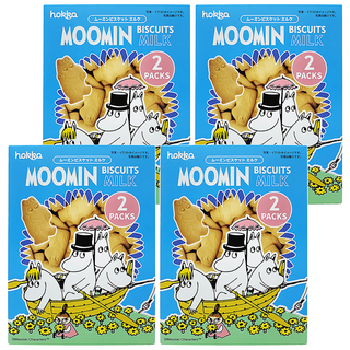 hokka 北陸製菓 嚕嚕米造型餅乾 奶香味十足 濃郁牛奶內餡 精巧小袋裝 方便攜帶 日本製造, 72g, 4盒