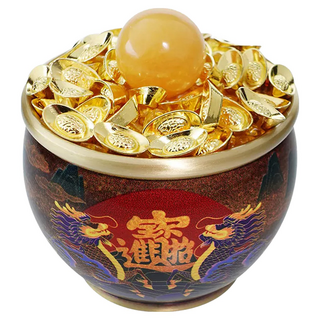 命運好好玩 湯鎮瑋 招財麒麟黃銅聚寶盆 (含黃水晶碎石、金元寶36顆、黃玉球), 8110134, 1個