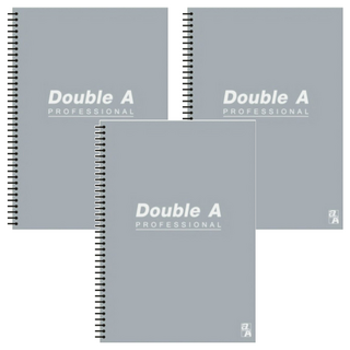 Double A B5線圈筆記本, 紙面白皙、不易透光、書寫平滑, 灰色, 3本