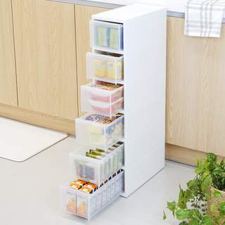 엠비코 모던 틈새 서랍장 세트, 화이트, 1세트, 6단