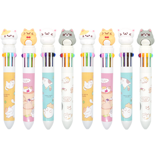 핑크풋 2000냥냥 피규어 10색 볼펜 4종 x 2p 세트 0.5mm, 혼합색상, 1세트