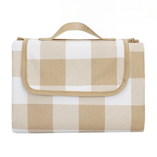 comet 手提折疊式防水野餐墊, 米色格紋款