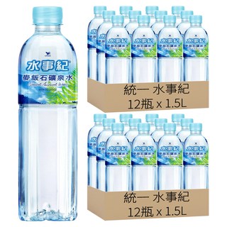 統一 水事紀 麥飯石礦泉水, 1500ml, 24瓶