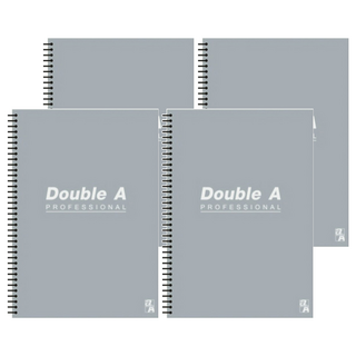 Double A B5線圈筆記本, 紙面白皙、不易透光、書寫平滑, 灰色, 4本