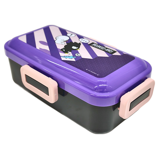 Skater 抑菌樂扣塑膠便當盒 18.6 x 10.8 x 6.2cm 530ml, 酷企鵝 紫色 + 黑色, 1個