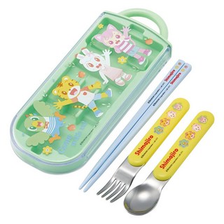 Skater 抗菌兒童3合1餐具組, 巧虎, 兒童湯匙 + 兒童筷子 + 兒童叉子 + 收納盒, 1組