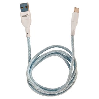 HANG R18 彩虹編織快充線, USB to Type-C, USB to Lighting, 3.4A, 快速閃電傳輸線, 1m, 藍色, 1條