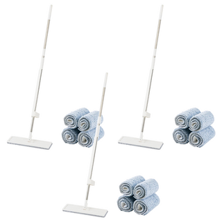 巧福 免手洗平板拖把 UC-107X ABS塑料/PP不鏽鋼拖桿 超細纖維拖布 38x11cm面板, 141 x 13 x 5.5cm, 3組