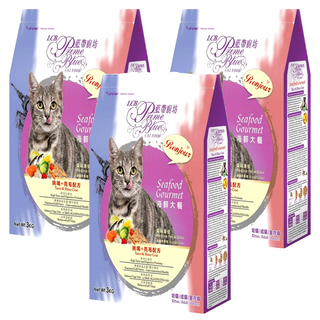 LCB 藍帶廚坊 海鮮大餐 貓糧 呵護寵物泌尿道健康 維持體內環保, 挑嘴 + 亮毛, 3kg, 3袋