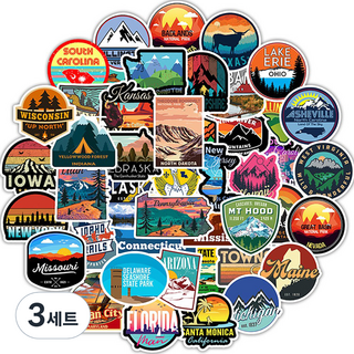 셀렉트스티커 캐리어스티커 노트북 스트릿 미국지도 주도 50종 세트, 3세트