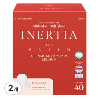 이너시아 더 프리즘 생리대 날개형, 중형, 40개입, 2개