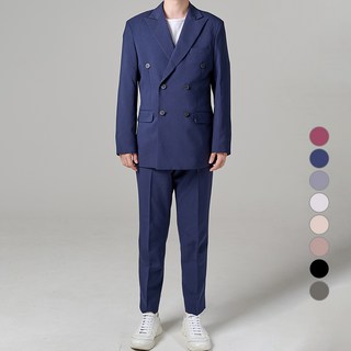 Appley 男士四季翻蓋口袋雙排扣西裝外套長褲套裝