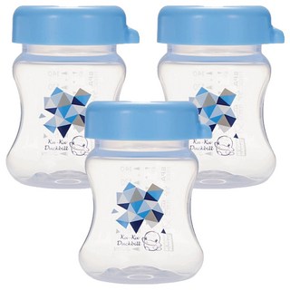 KU.KU Duckbill 酷咕鴨 幾何視界PP寬口儲奶瓶 密封防漏 母乳保鮮 頂級安全PP儲乳瓶 BPA Free, 顏色隨機, 140ml, 3個