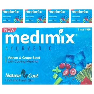 Medimix 印度藍寶石沁涼美肌皂 含岩蘭草、葡萄籽、薄荷, 125g, 5個