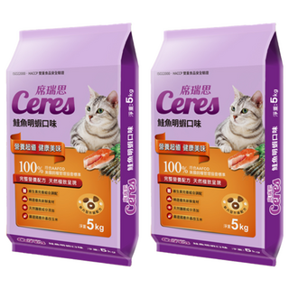 Ceres 席瑞思 貓食 乾糧 完善維生素組合 新鮮食材 添加護眼成分 國產非基改玉米, 鮭魚明蝦, 5kg, 2袋