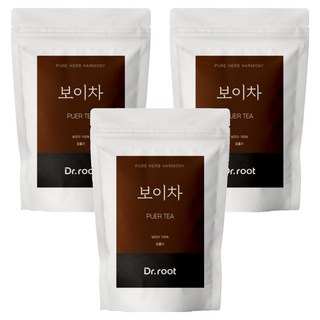 Dr.root 普洱茶三角茶包, 3袋, 25包, 1.2g