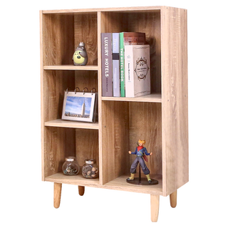 BuyJM 低甲醛開放五格實木腳收納櫃 多元化儲物空間 一物兩用多格儲物設計, 漂流木紋, 61.2 x 30.5 x 92.5cm