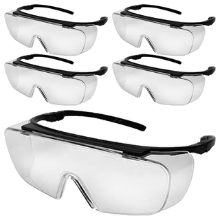 PANRICO 百利世 專業安全護目鏡，防飛沫 防風沙 防噴濺，PC塑膠鏡片，抗紫外線 防霧鏡面，可調整框架, 5個, JT-G-P0001