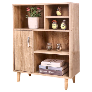 BuyJM 低甲醛五格單門實木腳收納櫃/置物櫃 漂流木紋 居家收納好幫手, 72 x 30.5 x 93cm