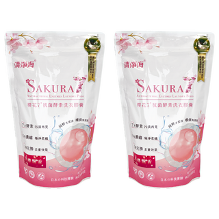 清淨海 櫻花7+抗菌酵素洗衣膠囊 遇見初櫻野櫻飄香 8g, 24顆, 2袋