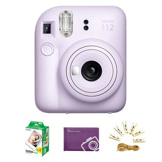 FUJIFILM 富士 instax 拍立得相機 + 2盒底片 + Origin迷你相簿 + 相片繩, mini 12(丁香紫), 1套