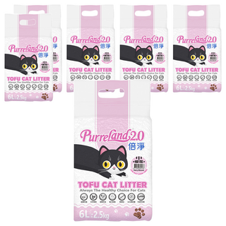 PurreLand 倍淨 2.0豆腐貓砂 凝結力強 低粉塵, 櫻花, 6L, 6包