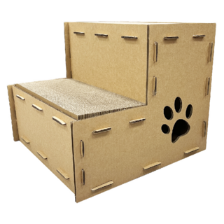 paipet 貓抓屋 瓦楞紙, 40 x 38 x 34cm, 1個, 雙層階梯 卡其色