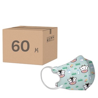 JUN 郡昱 小童3D立體口罩, 30片, 2盒, 60片, Cow牛牛