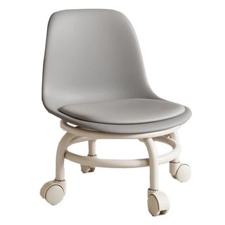 滑輪矮凳椅背款 360度旋轉 圓椅款, 1組, 灰色