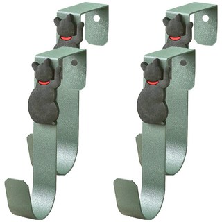 貓咪造型門後掛勾 Set 4, 金屬材質, 灰豆綠, 4個