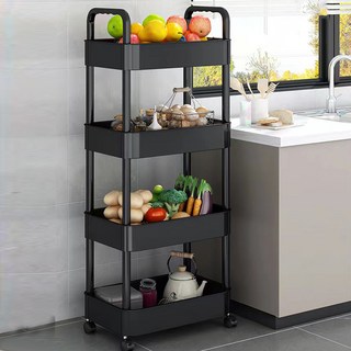 收納架, 強悍承重, 鏤空網籃, 防水不生鏽, 黑色, 4層, 41 x 29 x 110cm