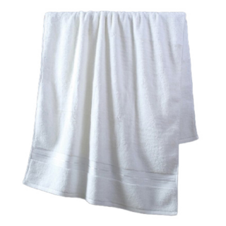 星紅織品 奢華風緞檔厚感加大款重磅純棉浴巾 - 白色 160x80公分, 1件