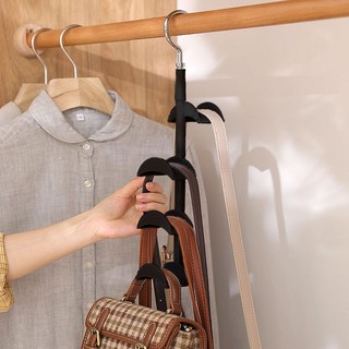 MF Store 360度4層簡約拱形包包帽子圍巾多用途收納衣架掛勾, 黑色, 2個
