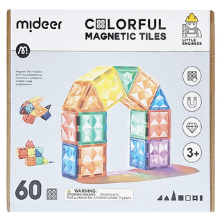 mideer 多彩透光磁力片 60p 3歲以上, 多色, 1盒