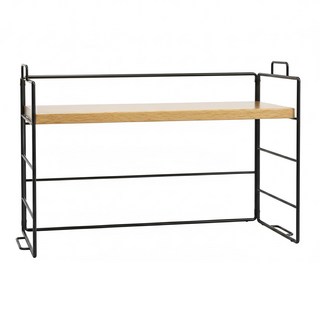 德利生活 桌上置物架 原木單層 40cm, 黑色, 1個