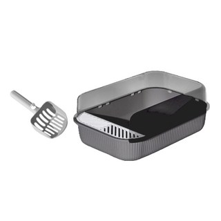 半封閉貓砂盆 Set 高圍欄設計 開放式空氣流通, 耀石灰, 1組