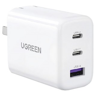 UGREEN 綠聯 45W 充電器 GaN 快充版 雙USB-C, 珍珠白款, 1盒