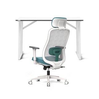 제닉스 ARENA POLAR 1200 책상 + 오버스 SD20 사무용 의자 세트 방문설치, 책상(화이트), 의자(화이트그린)