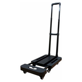 便攜式三段可伸縮折疊手推車 PP+鐵拉桿+PU輪 黑色, 1個