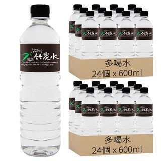 多喝水 鹼性竹炭水, 600ml, 48個