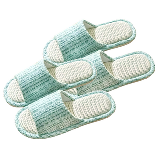 bebehome 小香風亞麻拖鞋 水藍色 尺寸36-37, 腳長23cm適用, 2雙