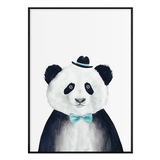 藍領結的貓熊 貓熊掛畫, 70 x 50cm, 黑色