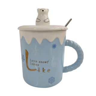 北極熊馬克杯陶瓷杯禮盒套裝-D款, 淺藍北極熊B, 1個