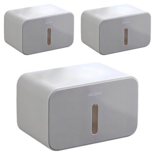 ecoco 意可可 簡約防水免打孔無痕壁掛式衛生紙架, 灰色, 3個