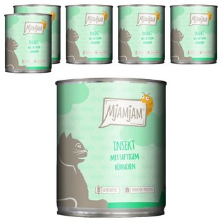 MjAMjAM 魔力喵 主食罐 9號 貓飼料, 麵包蟲+雞肉, 6個, 800g