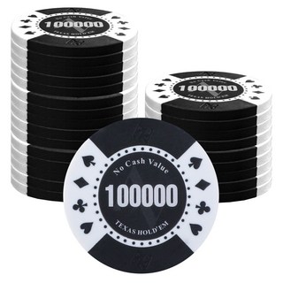 AAHM AA 標誌 德州撲克籌碼 100000, 黑色, 25個