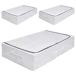 防水床底收納箱 56L大容量收納, 大號(80 x 47 x15cm), 透明, 3個