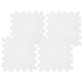 MOMOTARO 桃太郎地墊 極厚超Q樹葉紋巧拼地墊防撞瑜珈墊 附雙邊條, 64 x 64 x 2.5cm, 天鵝白, 4片